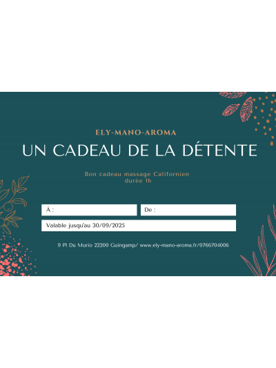 copy of Bon cadeau massage Californien