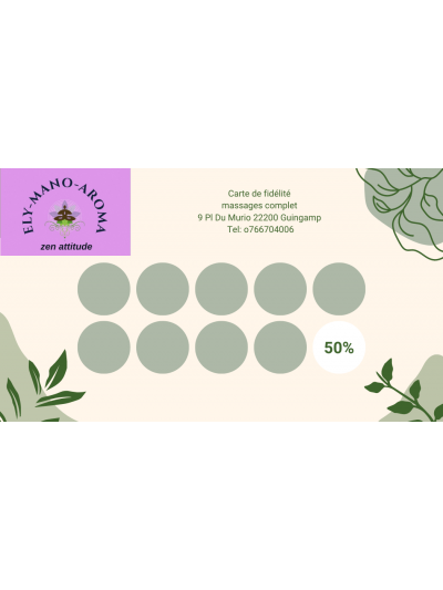 Carte de fidélité massages complet
