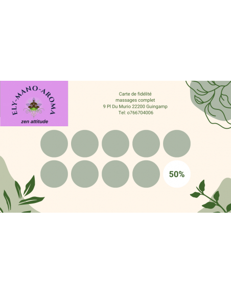 Carte de fidélité massages complet
